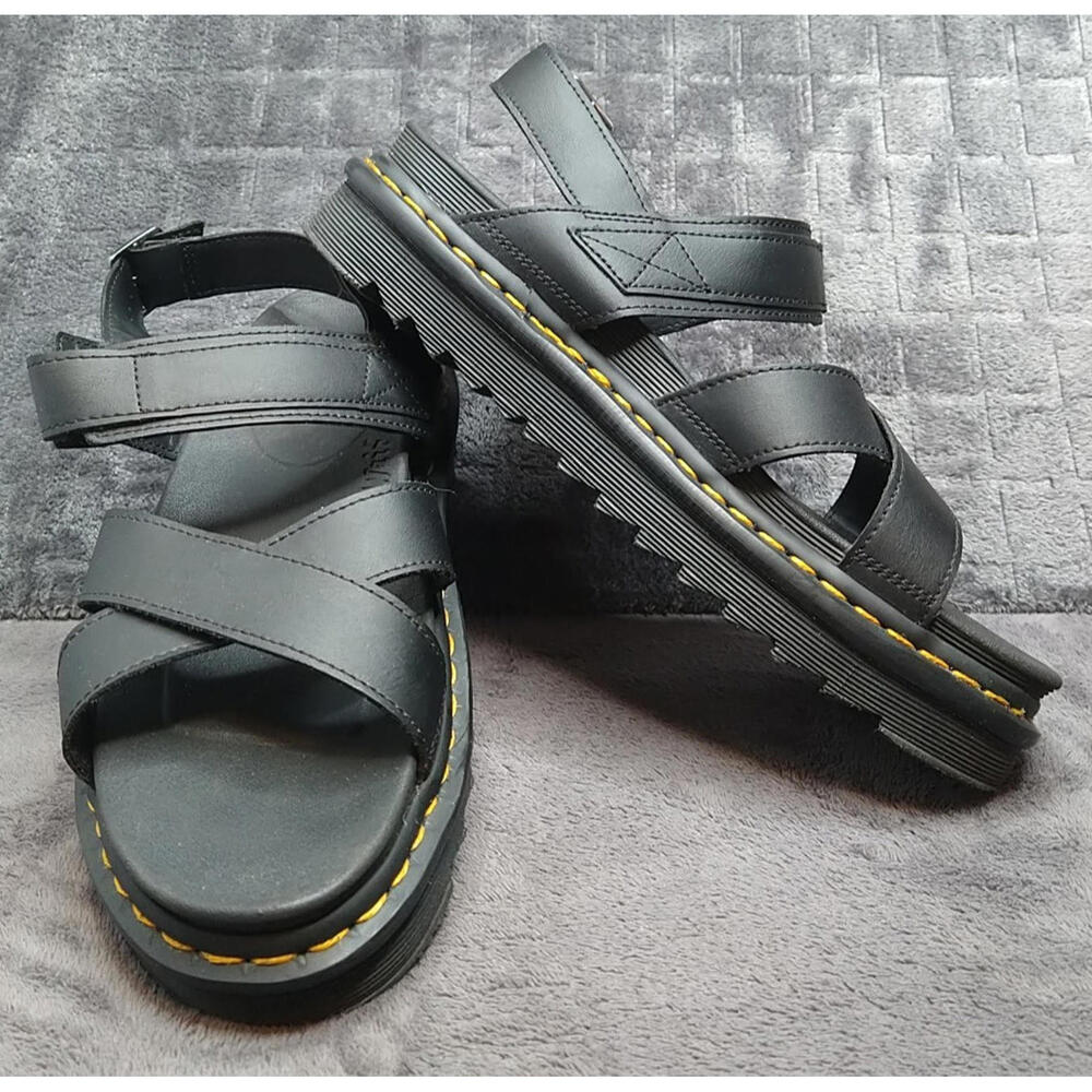 Dr. Martens Women's 11 Voss II Black Athena Leather Strap Sandals